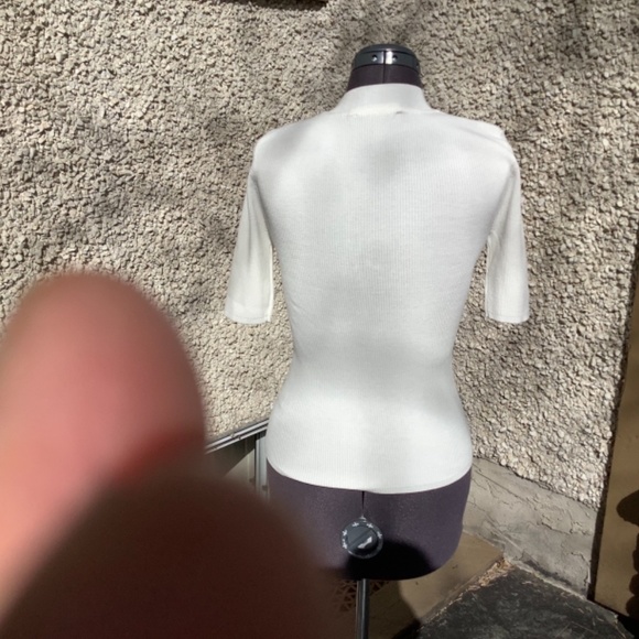CONTEMORAINE by Simons  White short sleeve summer sweater size small - Picture 3 of 7
